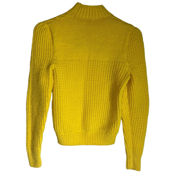 Vintage 1960's 1970's Hand Knitted Tulip Design Spring Yellow Sweater - Picture 2 of 4